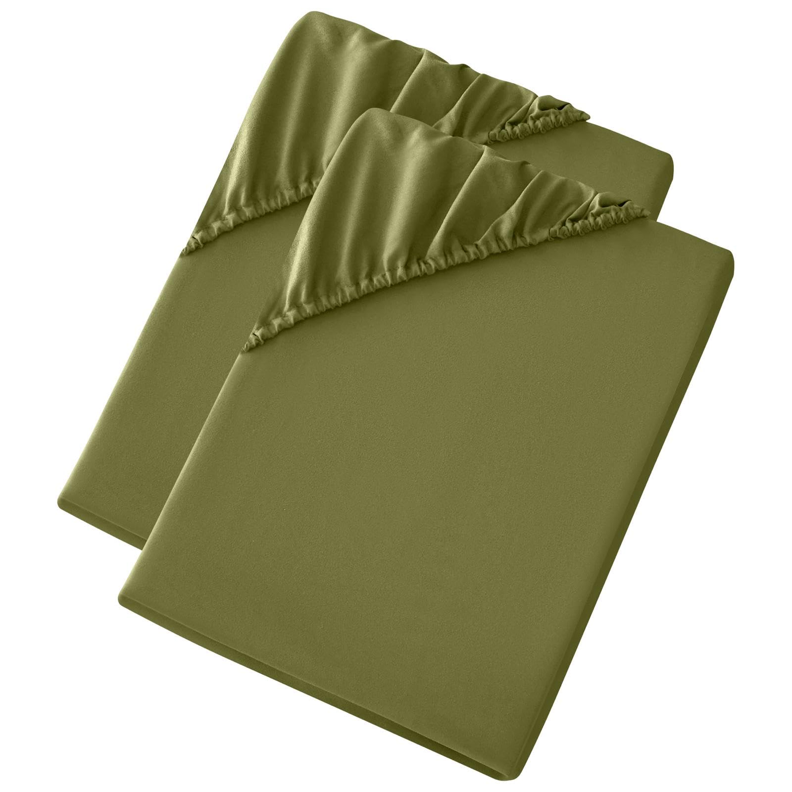 2 Pack Double Fitted Sheets 28cm Deep Pocket – Ultra Soft Comfortable Microfibre Bed Sheets, Breathable, Wrinkle, Fade & Shrink Resistant, Easy Care Bedding (Sage Green, Double)