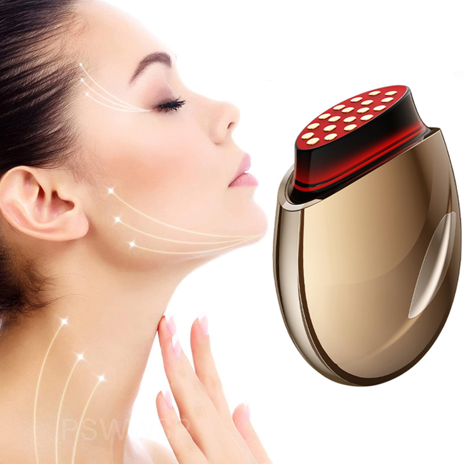 Strumento di bellezza per la casa, massaggiatore per il lifting e il rassodamento del viso, strumento portatile a radiofrequenza EMS a luce rossa