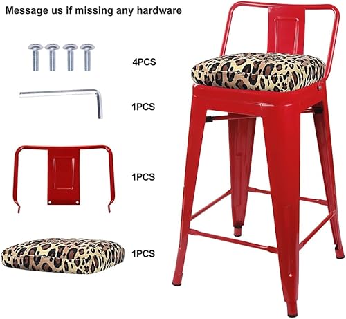 Miniatura 61 de GIA Taburete de metal con respaldo medio de 24 pulgadas de altura de mostrador con asiento de madera oscura, 1 paquete, color negro Negro -,Blanco