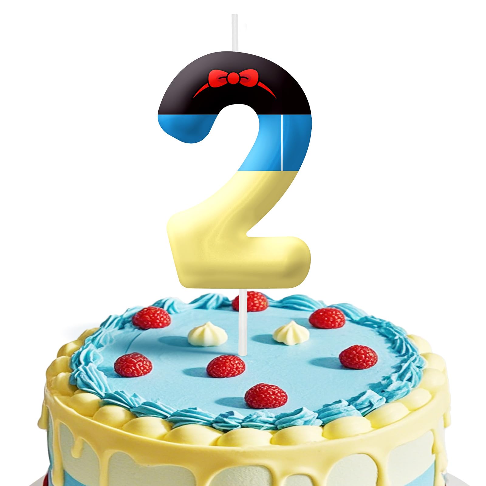 White Cartoon Birthday Candles, Number 2 Candle White Themed Birthday Party Supplies, 2.4 inch Birthday Candles for Cake Topper Party Decorations, Birthday Decorations for Boys Girls (Number 2)