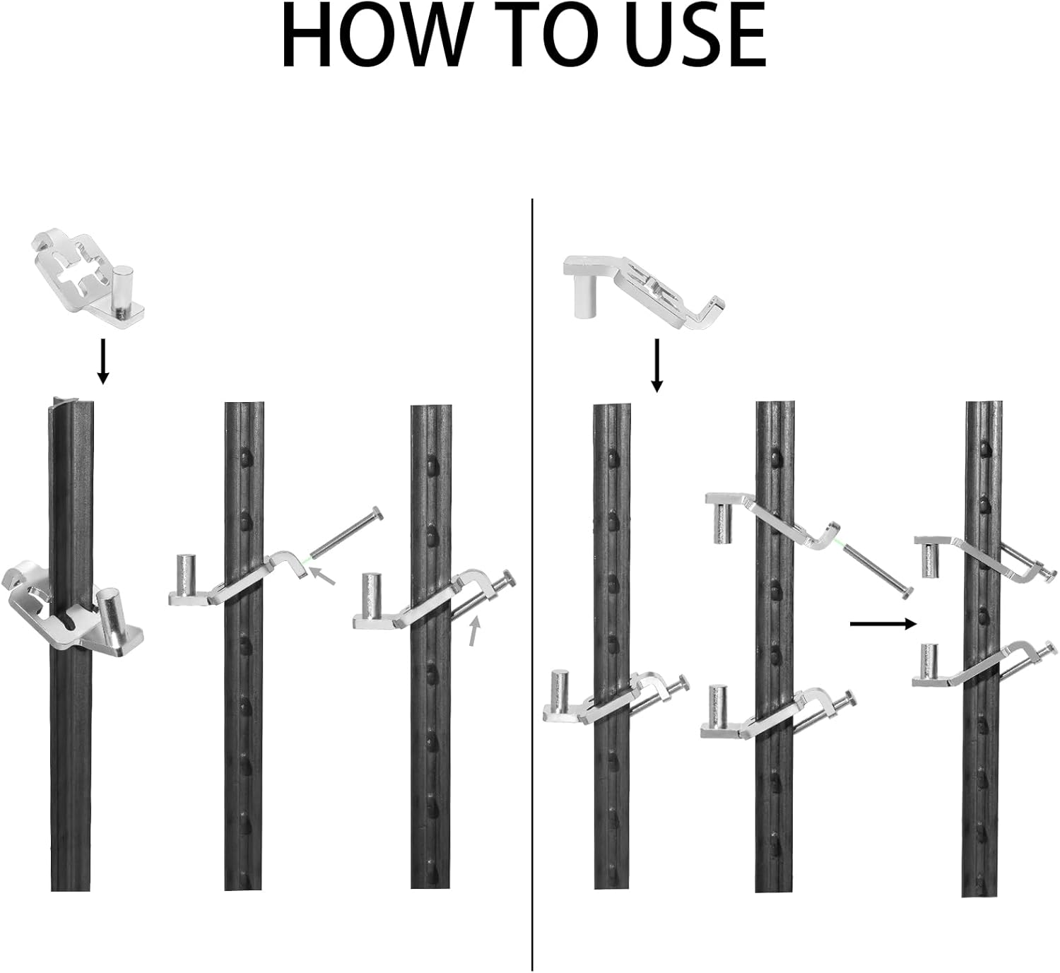 T-Post Gate Hinge Pins 5/8" Shank, Adjustable Hinge Pins for Metal T-Post, Chain Link Fence Gate, Farm & Ranch Use (2-Pack-Arched)