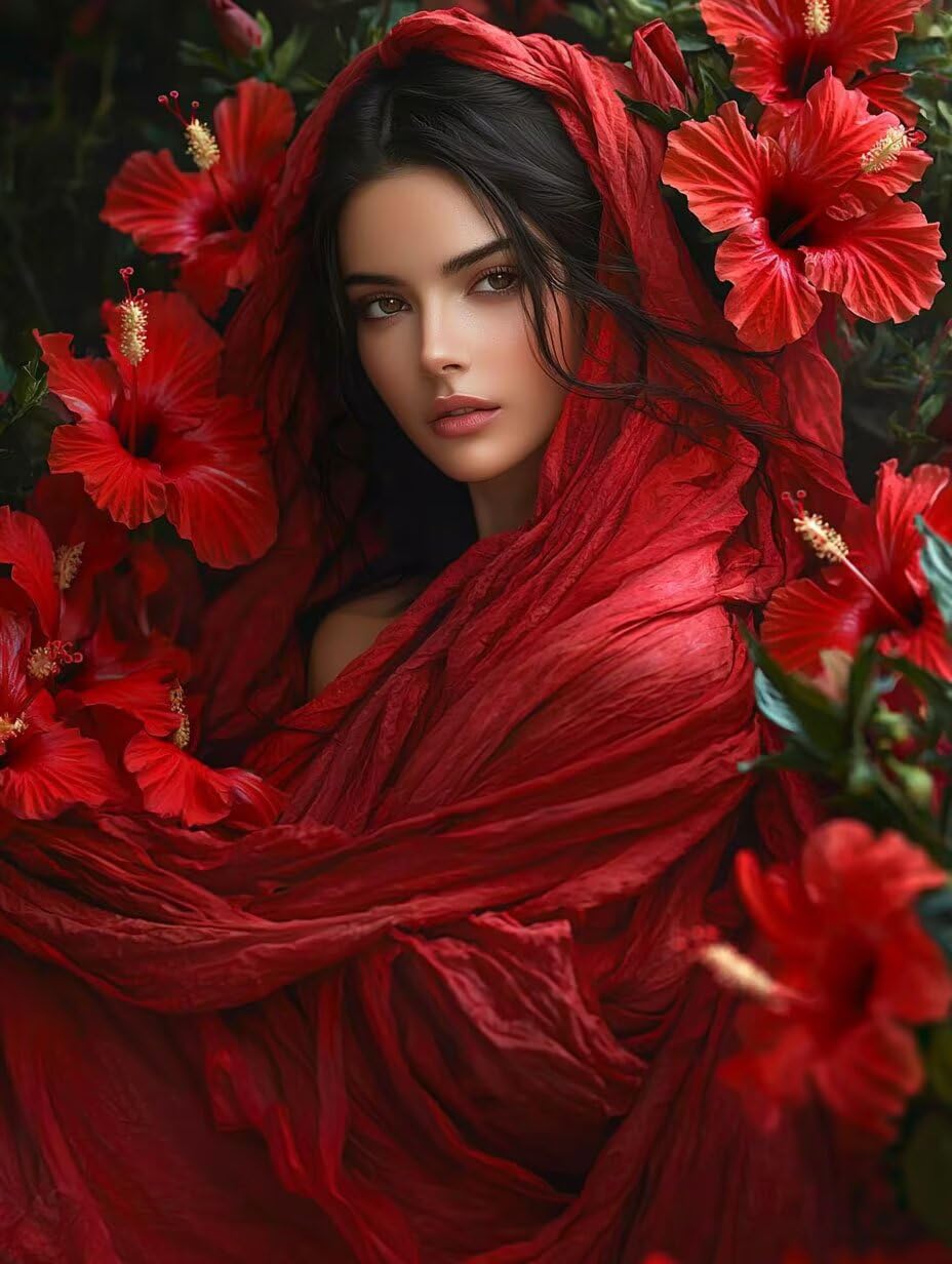 Hyupuanj Red Clothed Woman zestaw do malowania diamentowego dla dorosłych