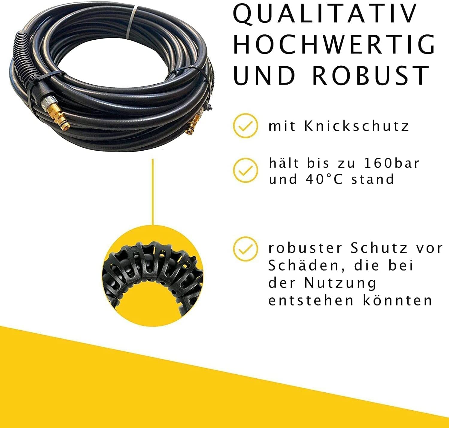 Wąż wysokociśnieniowy do myjki wysokociśnieniowej Kärcher K2 K3 K4 K5 K6 K7 Home & Garden serii od roku produkcji 2008 z systemem wtykowym Click Quick Connect, jak 2.641-721.0 dwustronne przyłącze Quick Click (25 metrów)
