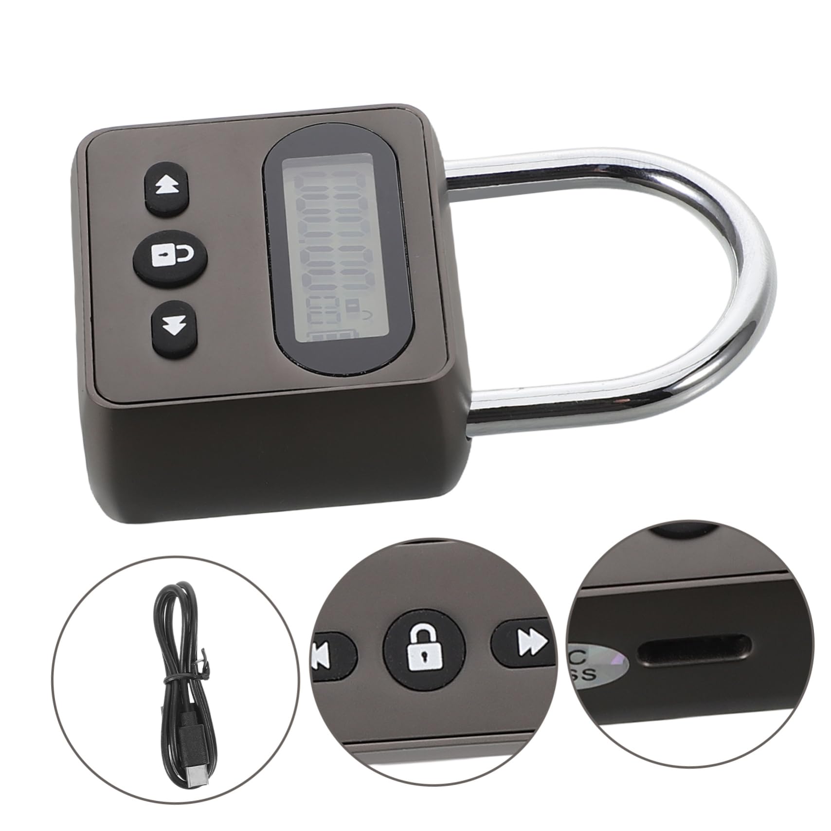 Lurrose Cadenas Minuterie Rechargeable USB avec Écran LCD Verrou Électronique Multifonction pour Étudiants et Préparation Aux Examens Gestion Du à Déverrouillage Automatique