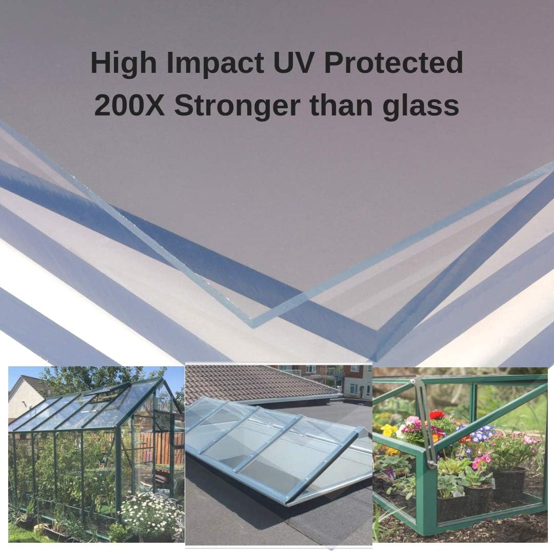 Clear Polycarbonate Sheets 1220x610x2mm (1220x610x2mm) –UV Protected, Impact-Resistant Glazing Panel for Greenhouses, Sheds, DIY, Splashbacks and Signage – Lightweight & Durable – UK Made