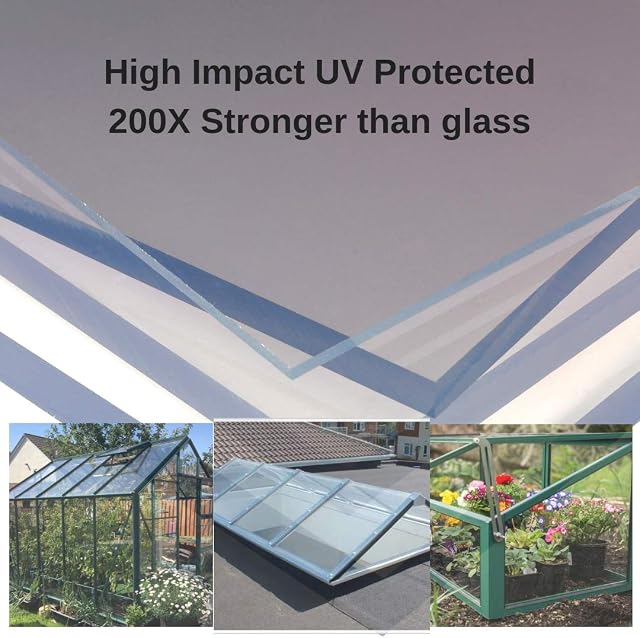 Clear Polycarbonate High Impact Palsun Plastic Fabrication Sheet Panel Greenhouse Shed Glazing UV 1220x610x2mm (1220x610x2mm)