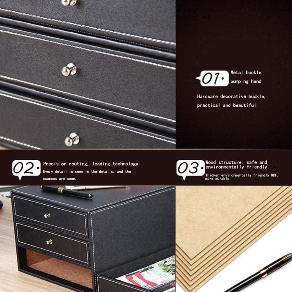 Schedario 3 cassetti Schedario Desktop Organizer for file in pelle Libreria 25 * 33 * 18 cm
