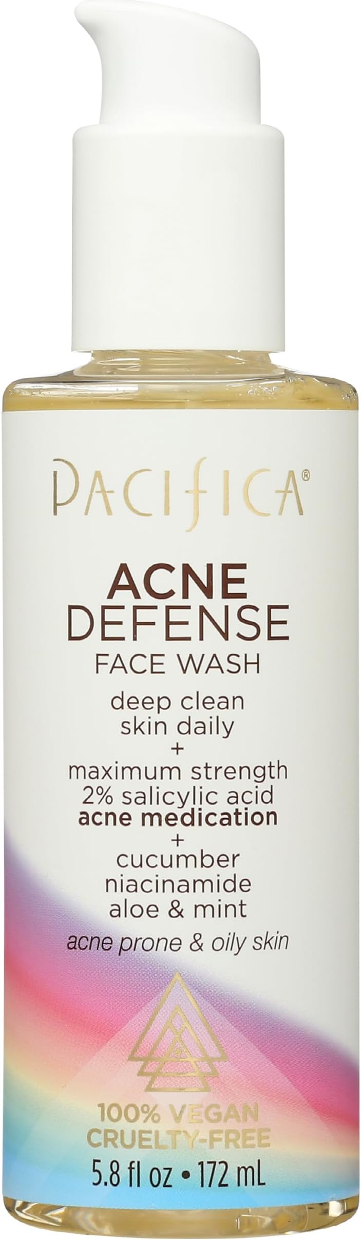 Pacifica Acne Defense Face Wash - Deep Pore Purifying Face Cleanser - w/ 2% Salicylic Acid, Pore Reducing Niacinamide & Inflammation Reducing Cucumber - for Sensitive Skin Vegan Dermatologist Tested