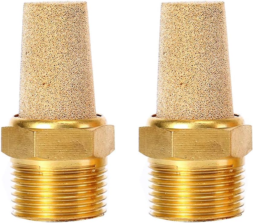 Quickun Air Pneumatic Mufflers, 1/2" Male Thread Sintered Bronze Exhaust Muffler Silencer (Pack of 2)