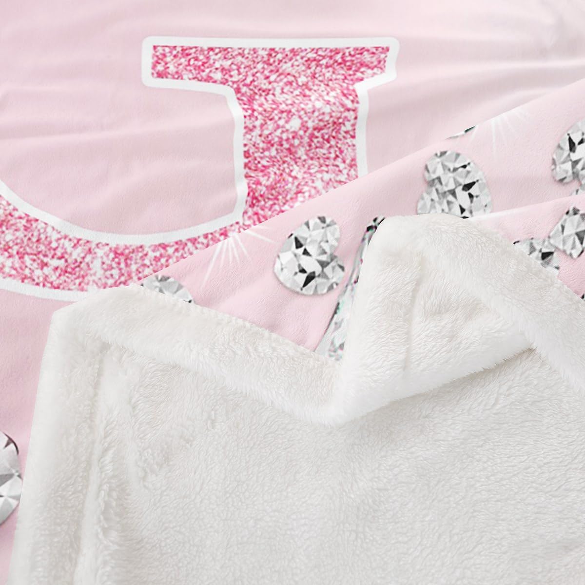 Erosebridal Girls Pink Bowknot Fleece Throw Blanket for Kids Personalized Initial G Sherpa Blanket Twin Size,Princess Glitter Diamond Fuzzy Plush, Dreamy Bow Monogrammed Blankets for Bedroom
