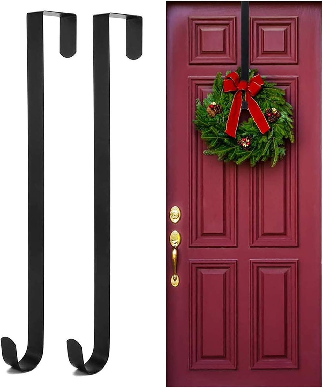 HusDow 2 Pack Wreath Hanger, Over The Door Wreath Hanger 15inch Wreath