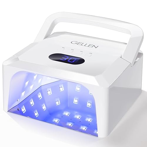 Gellen Lámpara de uñas LED UV, luz UV para uñas de gel, 4 ajustes de temporizador, 48 W, secadora de uñas portátil profesional, esmalte de uñas de