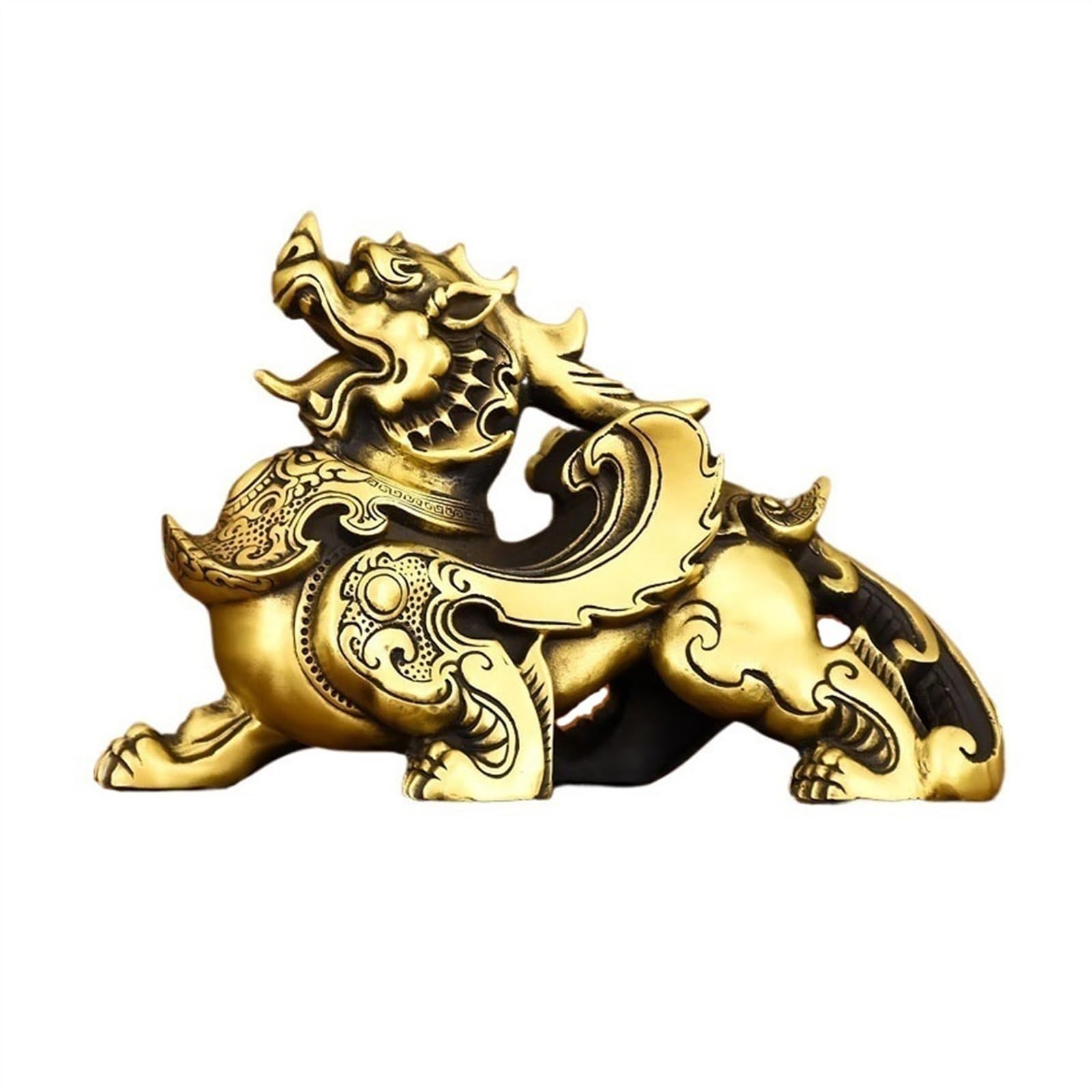 Tabletop Figurines Vintage Fortune Feng Shui Ornaments Luxury Copper Pixiu Crafts Living Room Entrance Office Desktop Feng Shui Decorations Home Decor Statue (Size : L)