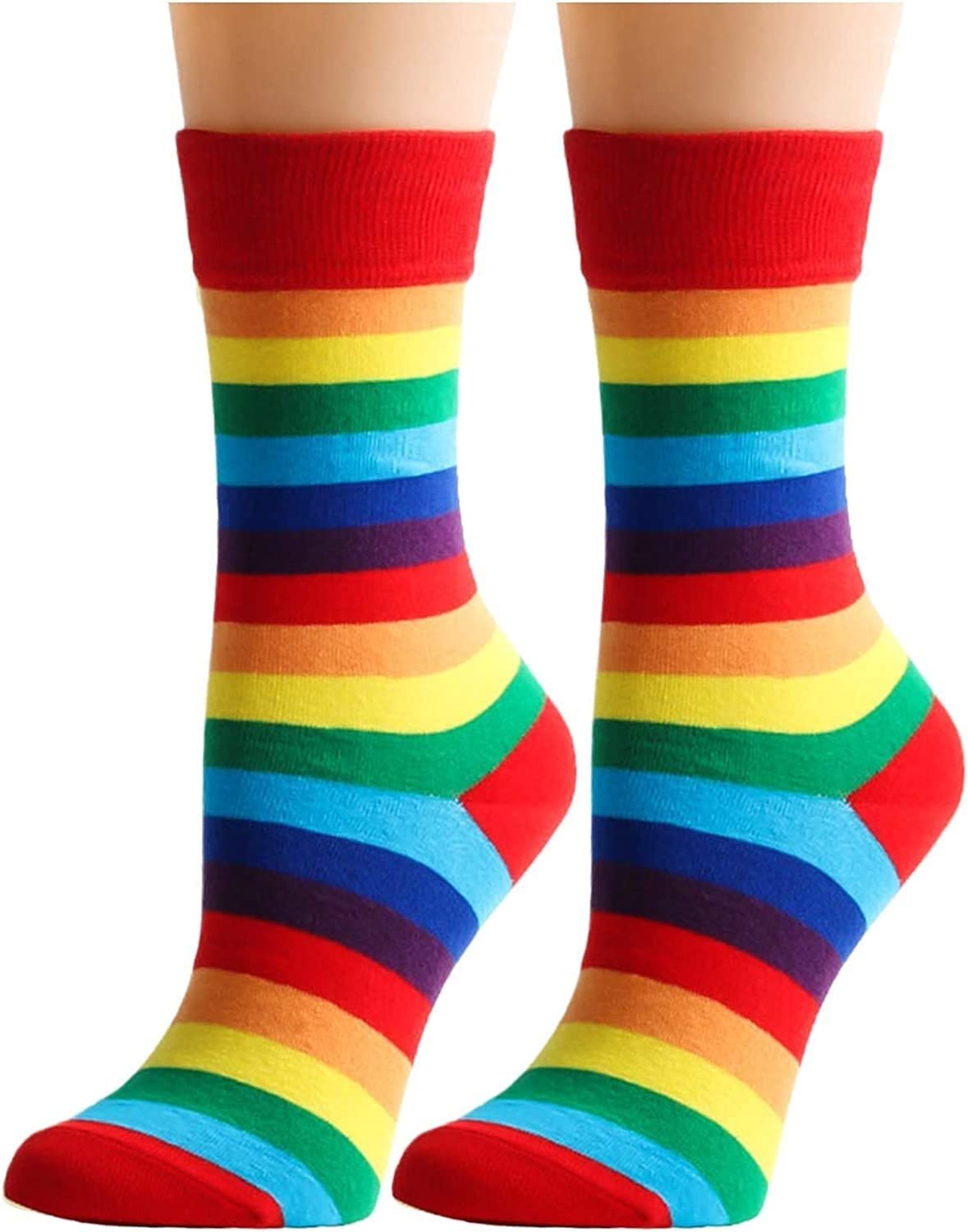 Calzini Termici Calze Invernali 6 Paia Di Calzini Da Donna Colorati A Righe Arcobaleno Calzini A Tubo Medio Casual Morbidi E Confortevoli Calzini