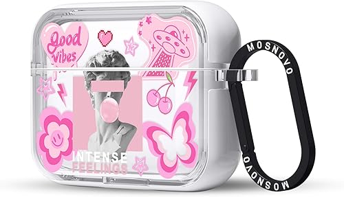 Miniatura 128 de MOSNOVO Funda protectora transparente para AirPods Pro 3, con anillo de metal duro de lujo de doble capa a prueba de golpes, diseñado para AirPods