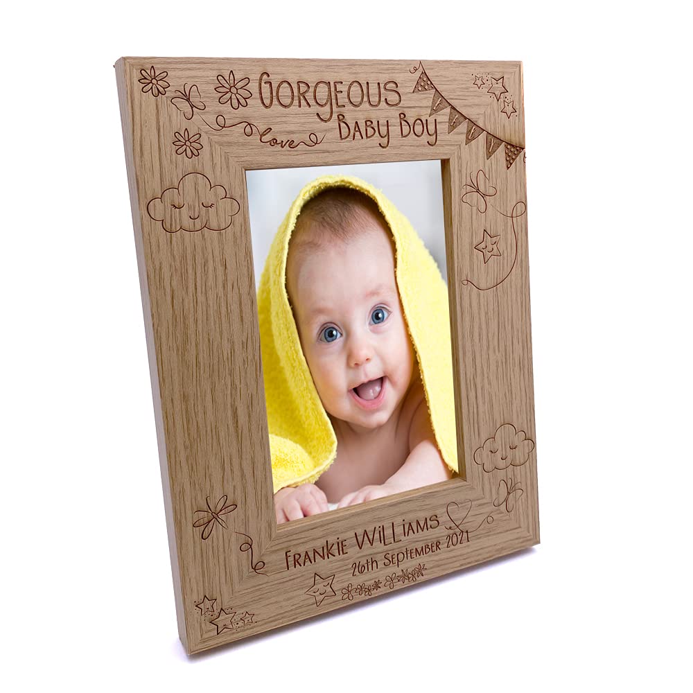 Personalised Gorgeous Baby Boy Photo Frame Gift (4 x 6 Inch)