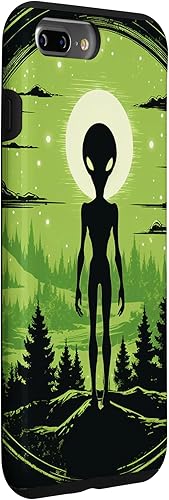 Vista 21 de iPhone 14 Pro Cute Green Alien Head UFO Space Face Alien Case