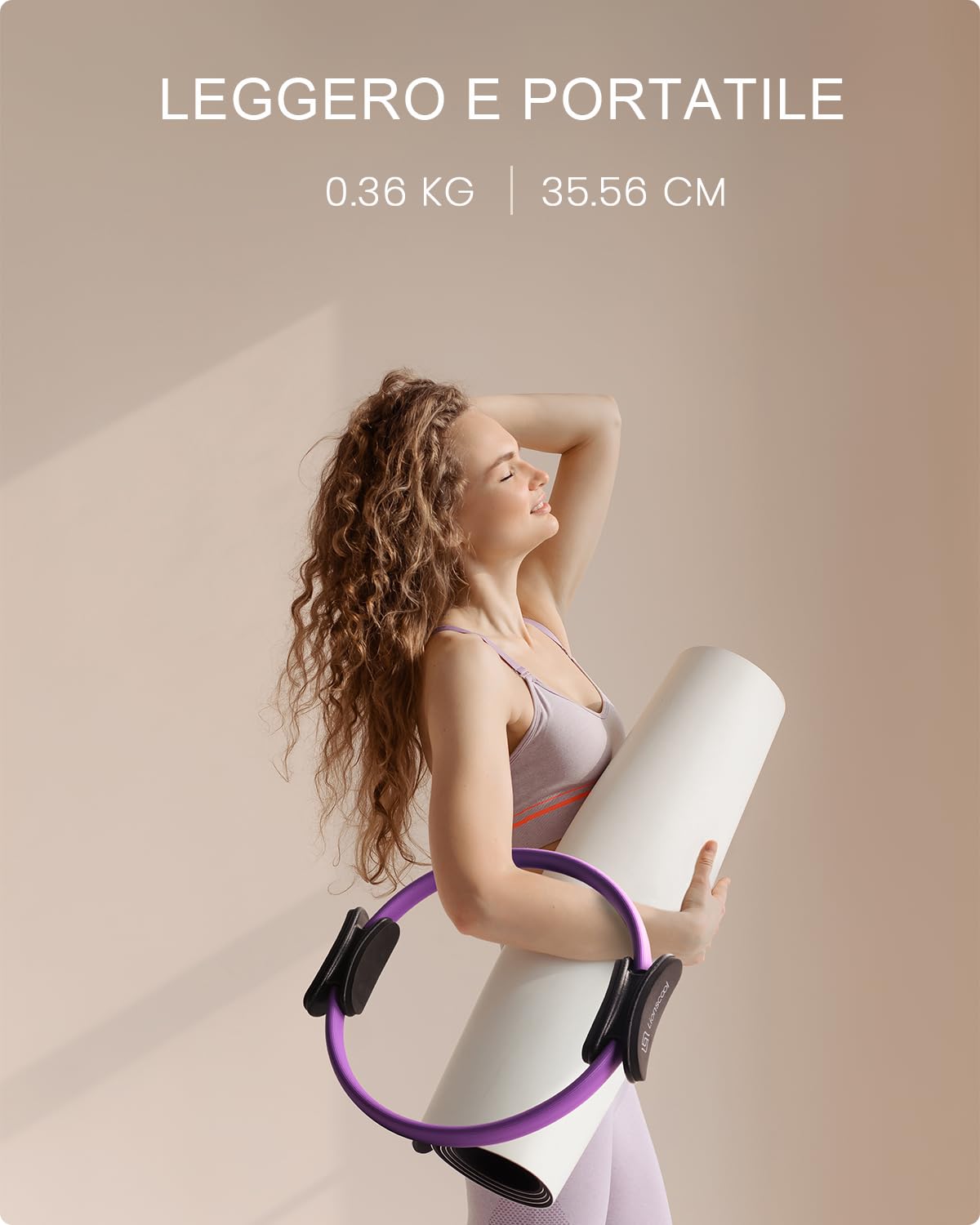Set LIONSCOOL Pilates Ring – Magic Circle da 35.56 CM Anti-Deformazione con Manici Imbottiti, Mini Palla, Fasce di Resistenza, Guida e Borsa