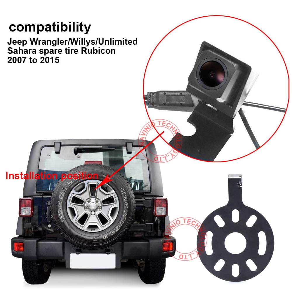 HDMEU Backup Camera Automotive Car Rear View Reversing, 170° Viewing Angle Reversing Camera Compatible with Jeep Wrangler Willys Unlimited Sahara Spare tire Rubicon 2007-2015