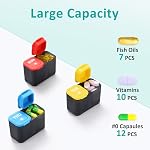 Fullicon Moisture-Proof Organisateur de pilules 2 fois par jour, Pilulier 2 Fois par Jour avec Silicone Lids, Grande Capacité Am Pm Pill Organisateur, Pill Box 7 Journée pour les vitamines (Black Rainbow)