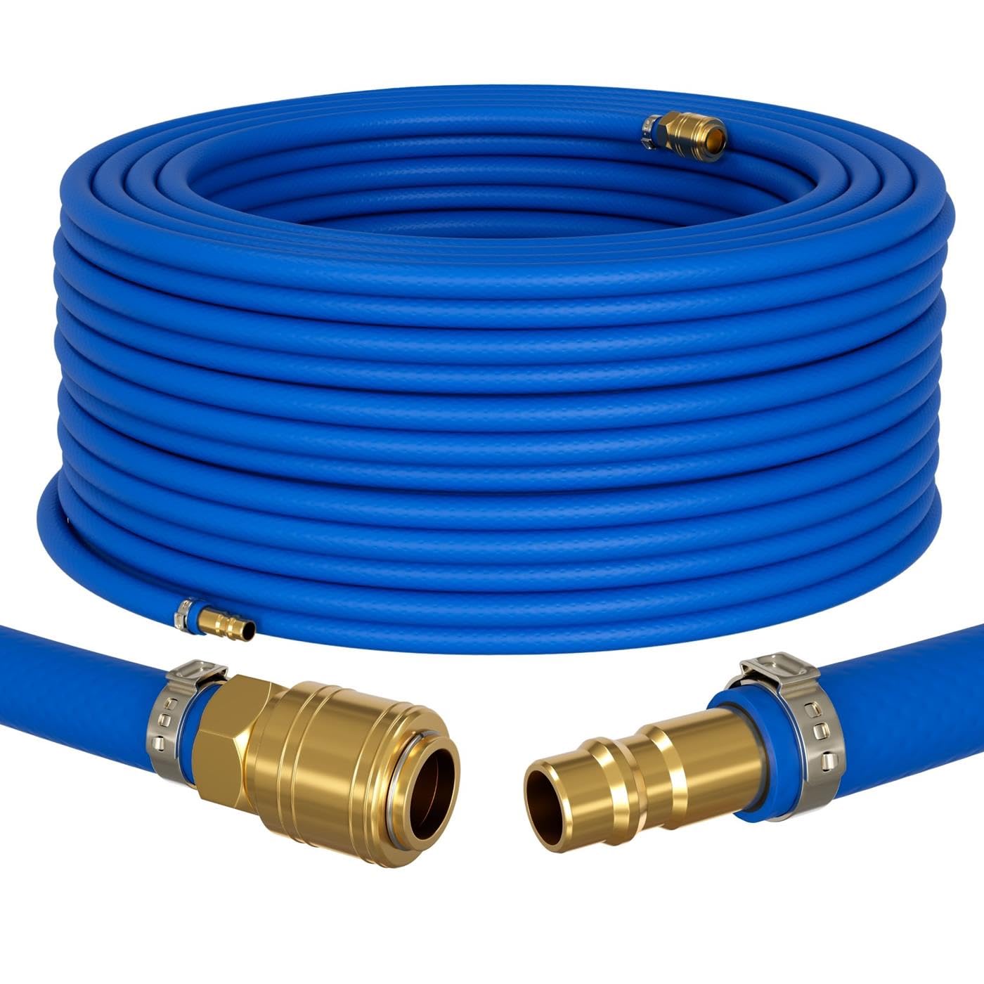 Lumonic 50m Tubo flessibile per aria compressa con raccordo a sgancio rapido I 6mm I pronto per l'uso I Flessibile, resistente all'abrasione e rinforzato in tessuto I PVC Estensione dell'aria compress