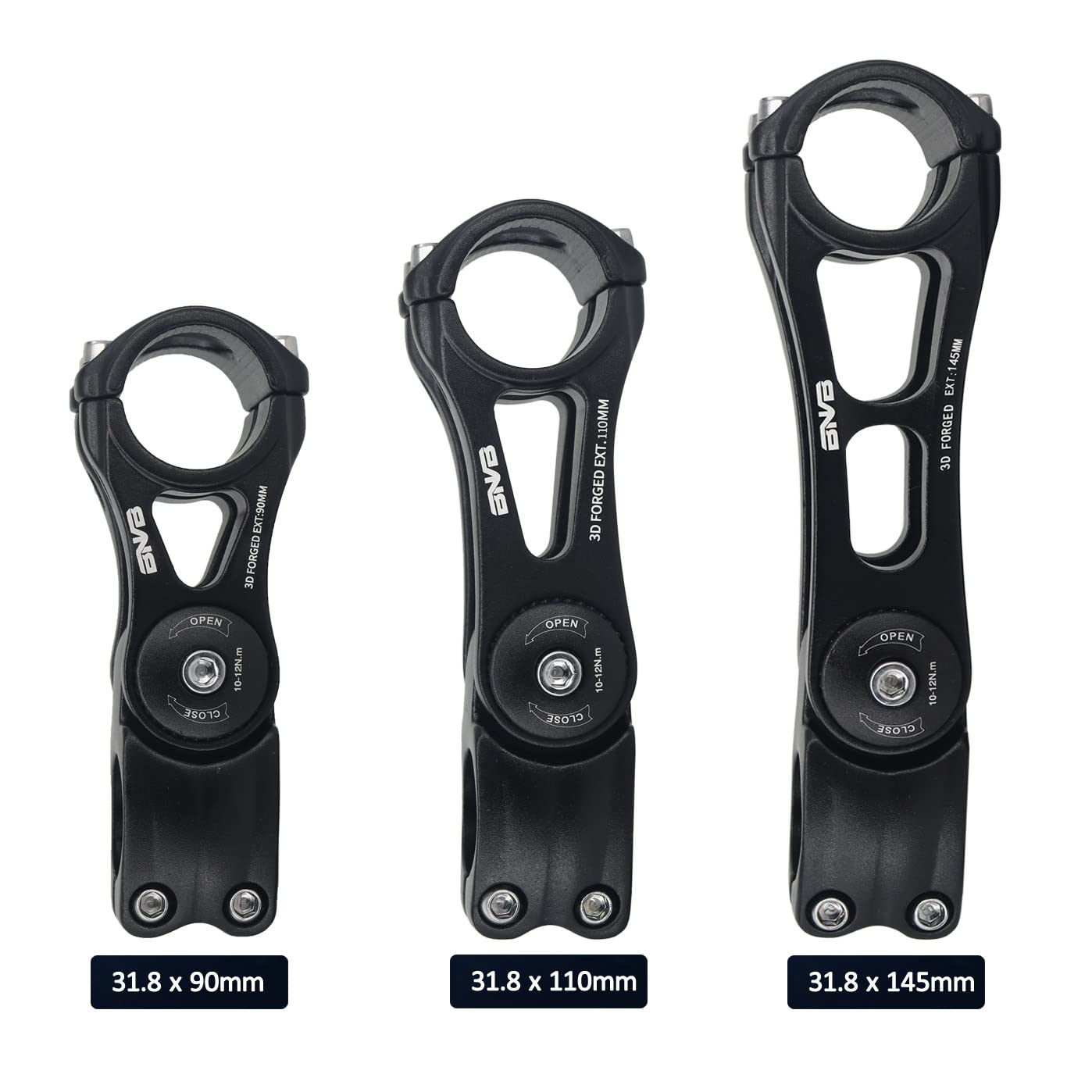 PLATTBK Regulowany wspornik kierownicy rowerowej, przedłużacz 31,8 mm ± 85°, regulowane podwyższenie kierownicy MTB, trzpień widelca, przedłużenie wspornika 90/110/145 mm