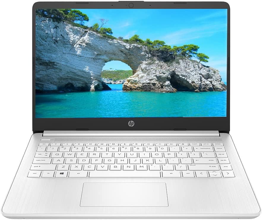 HP 2023 14"" HD IPS Laptop, Intel Celeron Processor Up to 2.60GHz, 8GB RAM, 64GB SSD, Ultra-Fast WiFi, Webcam, Windows 11, Dale White/Silver (Renewed)