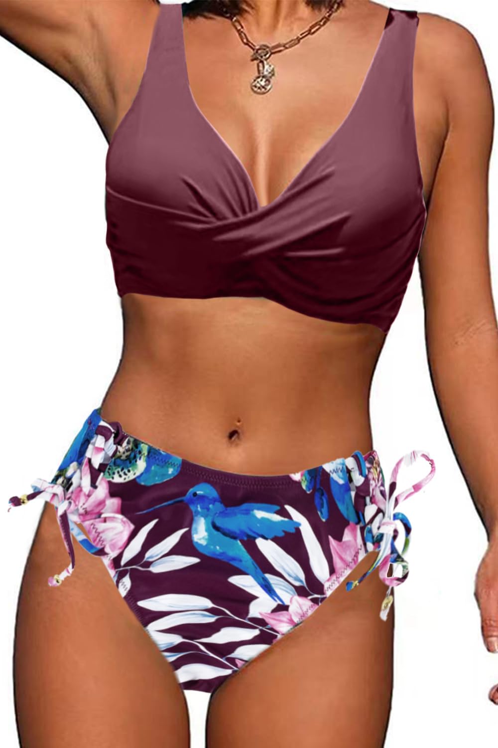 CheChury Mujer Conjunto de Bikini Trajes de Baño Bañador Atractivo de Dos Piezas con Impresión con Relleno Bikini para Mujer brasileo Ropa de Playa