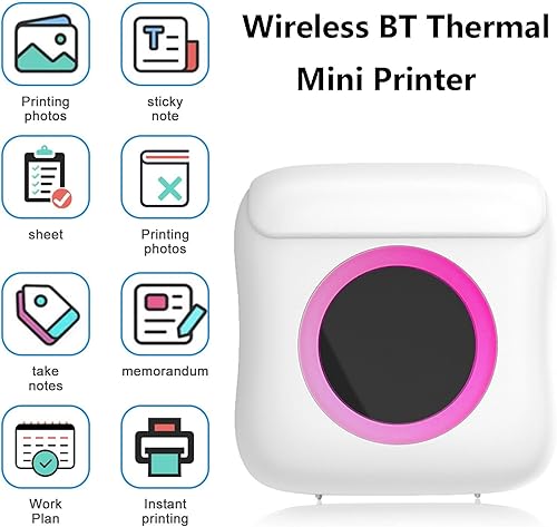 Miniatura 10 de Mini impresora, impresora portátil Bluetooth sin tinta con papel adhesivo y bolígrafo de color, cápsulas de impresión para fotos, recibos, notas,