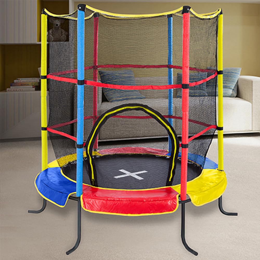 Ultrasport Jumper Trampolino Elastico per Bambini 140 cm I Tappeto Elastico Bambini da Esterno e Interno I Saltarello per Bambini con Rete di Sicurezza, Copertura e Kit di Montaggio