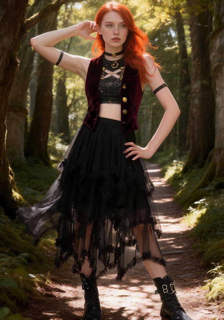 C-ZOFEK Women's Tulle Skirt, High Low Ruffle Layered Fairy Skirt for Dress Costume(Multicolor) - Image 3