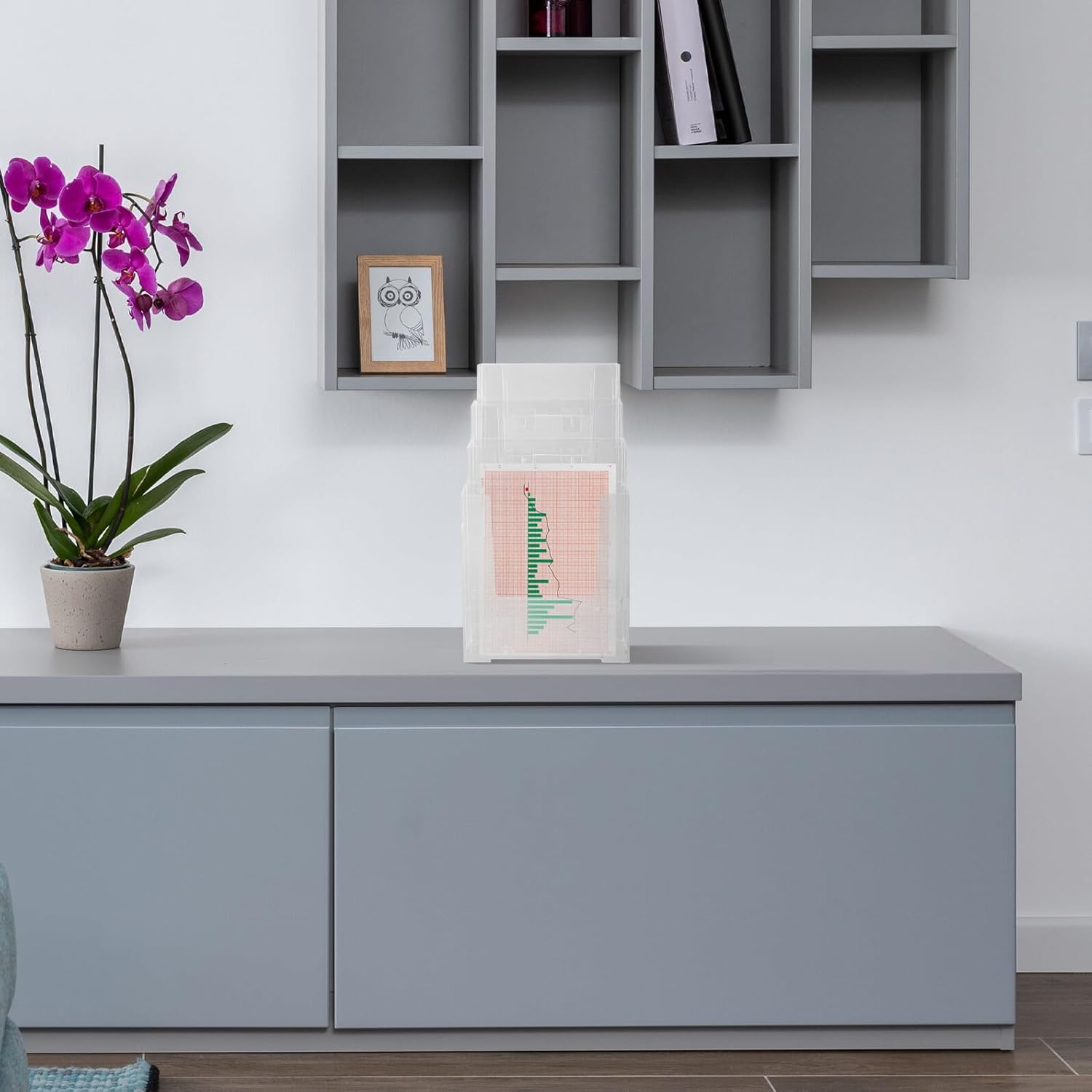 Ciieeo Multi-Layer A5 Brochure Holder Document Stand with 4 Tiers Acrylic Literature Organizer for Office Desk Display and Menu Presentation