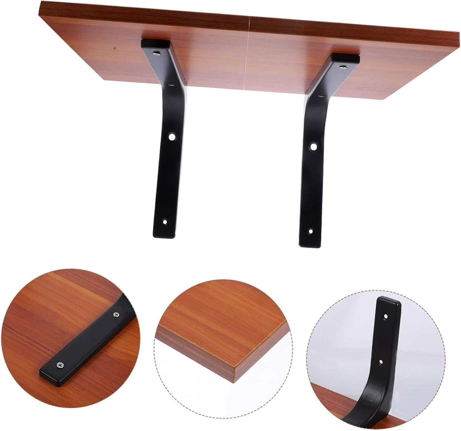 1Set Floating Shelf Brackets Heavy Duty Wall Mounted Supports with Wooden Board for Rustic Home Decor for Displaying Books Plants and Frames