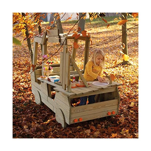 Erzi 10045 Foodtruck Outdoor aus Holz, Kinderküche, Kaufladen für Kinder zum Spielen im Garten, Rollenspiele – Bild 6