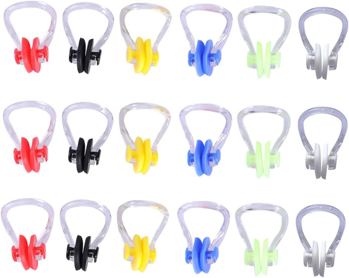 20Pcs Comfortable Swimming Nose Clips Protectors for Pool Accessories Mixed Color for Swimmers and Surfing Enthusiasts