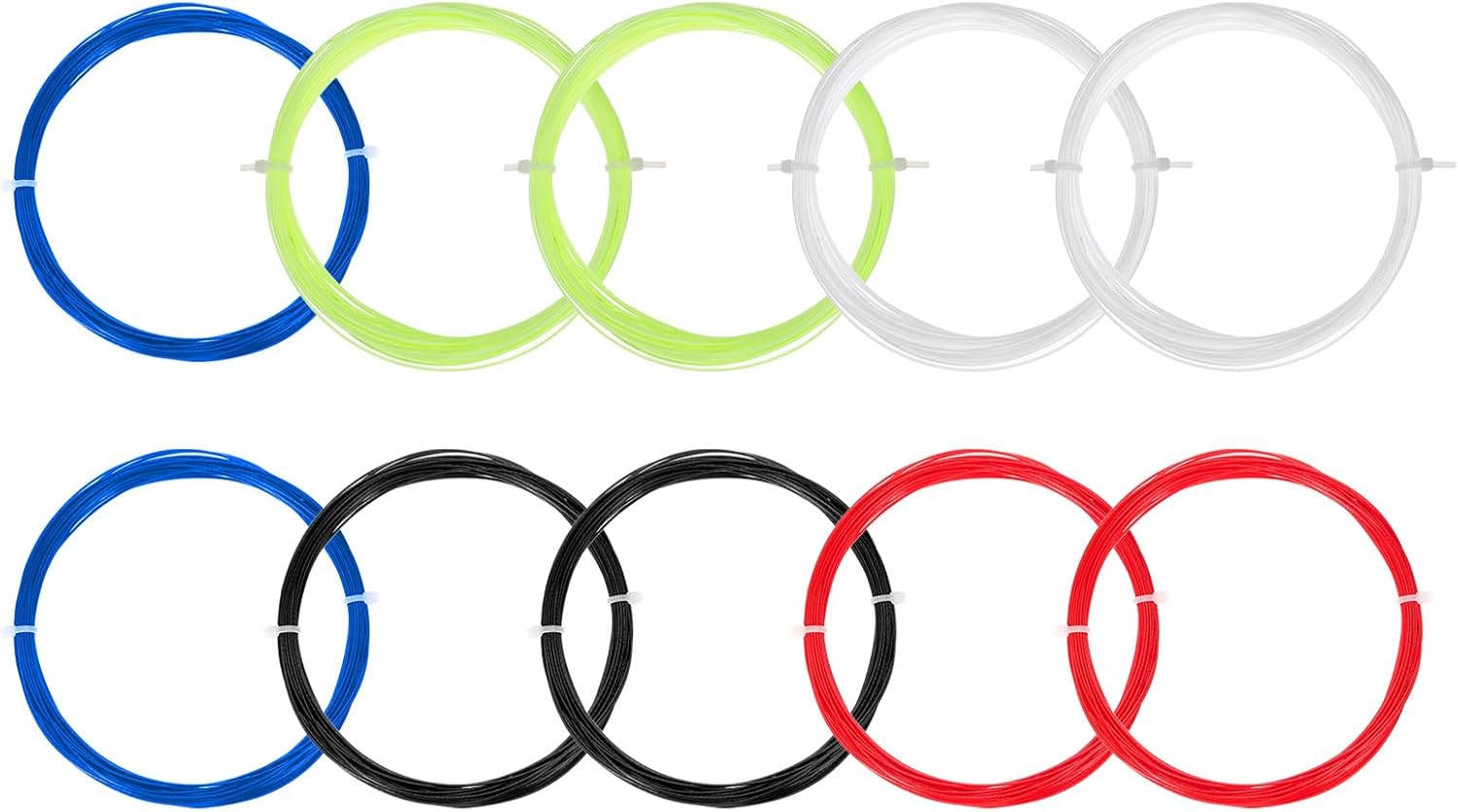 PATIKIL 10M Badminton Racket String, 10 Pack Durable Nylon Racquet Replacement Lines Thread Wire High Elastic for Badminton Training, 5 Colors