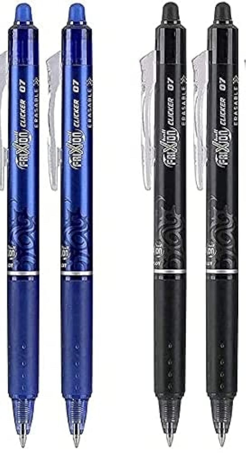 Pilot Frixion Clicker Rollerball Pen, 0.7 mm, Assorted, Pack of 4