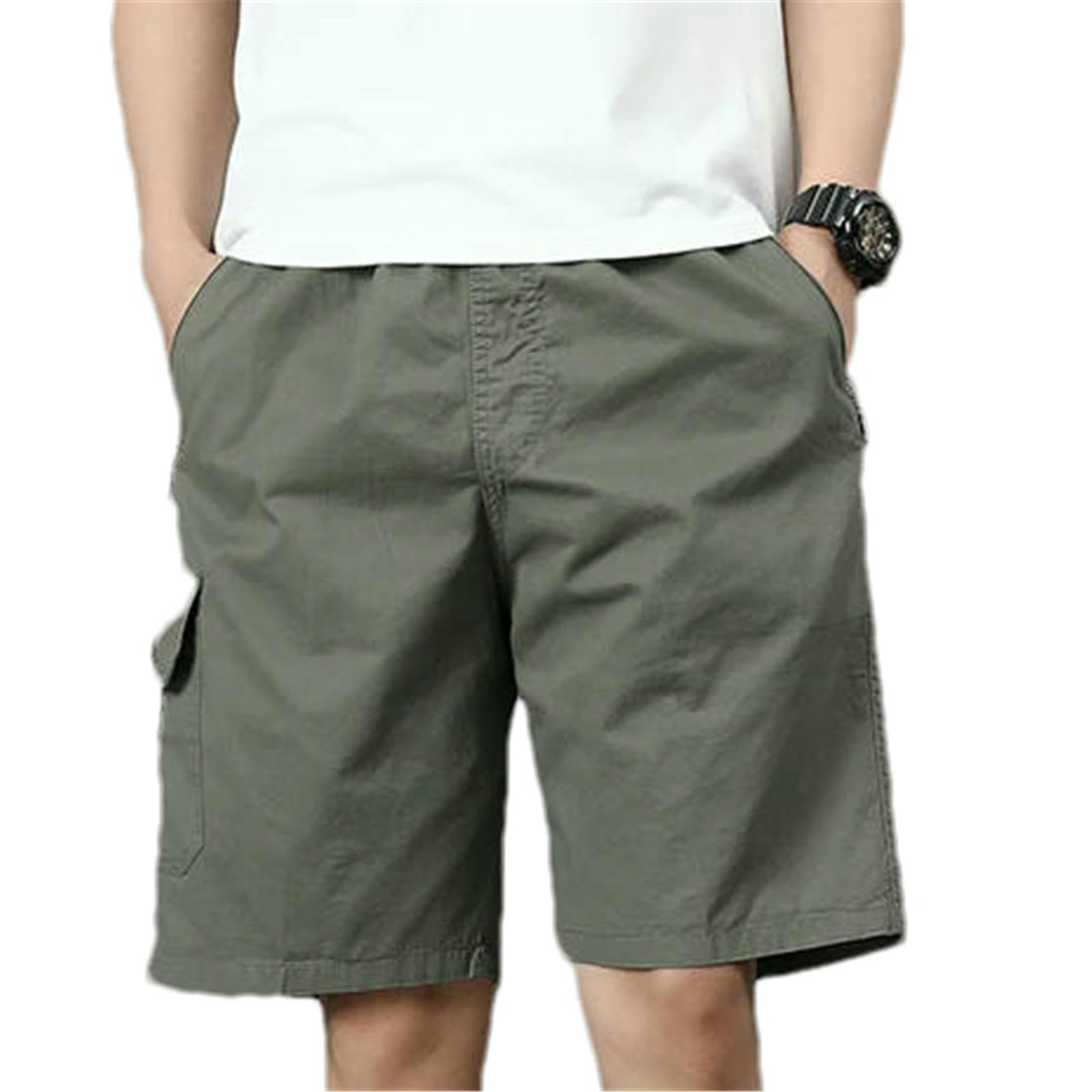 Pantaloncini cargo da uomo in cotone, poliestere, casual, multitasche, da lavoro, estivi, per attività all'aperto