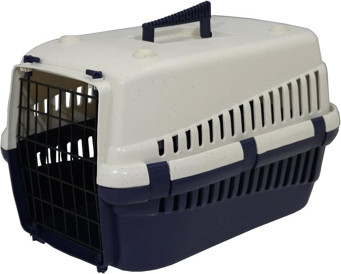 Blue/White Pet Carrier Cat Skunk Ferret Rabbit Guinea Pig Puppy Vet Trip Bed Safe Crate Dog