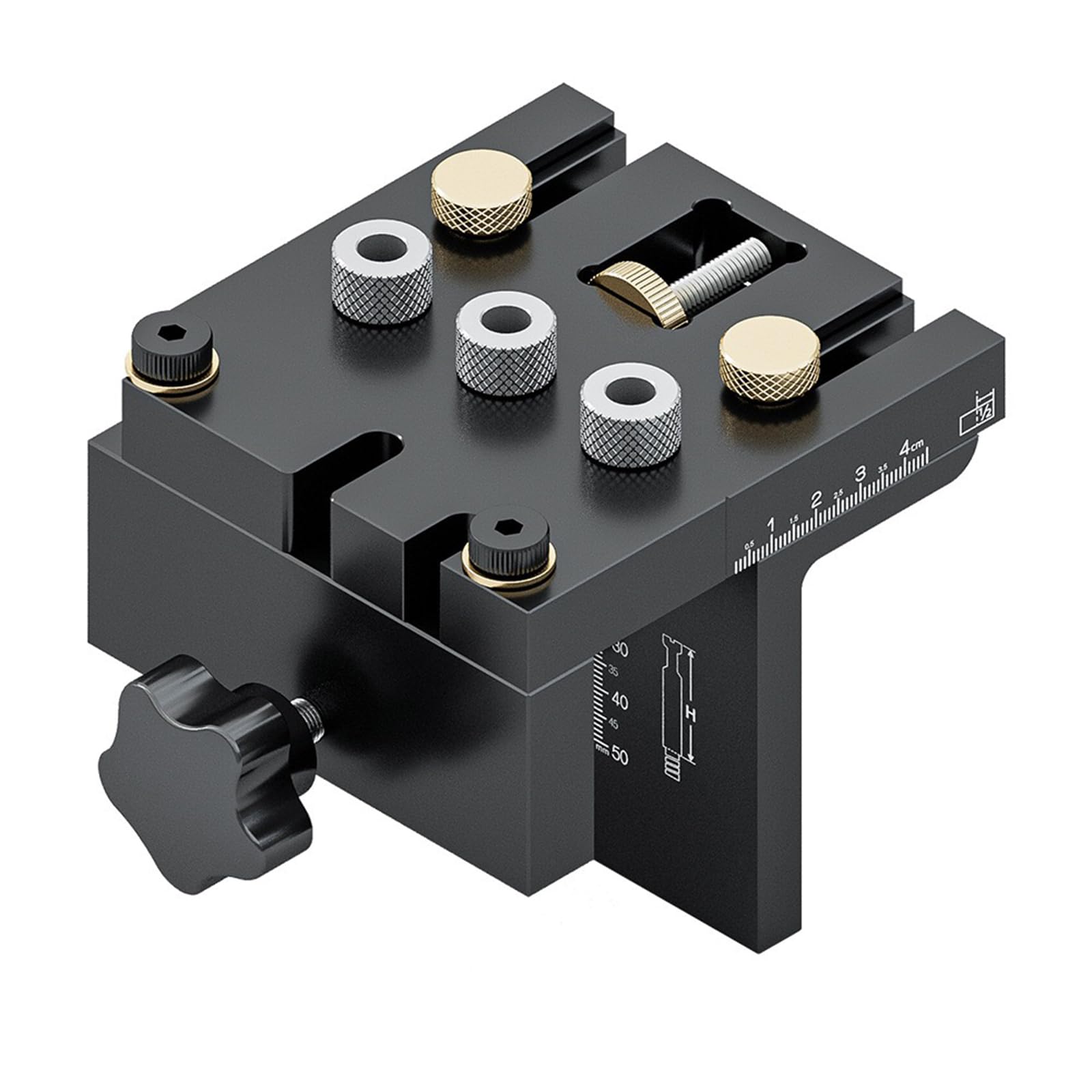 Guida di Posizionamento 6/8/10/15 mm 3 in 1 Kit di Utensili Guida per Trapano Regolatile Dima per Spinatura Legno con 5 Fori Perforazione per Localizzatore per Fori Tascabili per Carpenteria