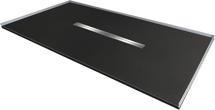 Transolid FZS7236C-09 Trimslate 72-in x 36-in Zero Threshold Shower Base with Center Drain, Black