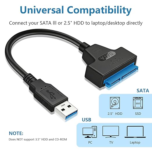 Cable Adaptador SATA a USB 3.0 para Disco Duro 2.5" HDD/SSD miniatura 4