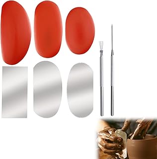 8 Stück Töpfern Werkzeug Set,Keramik Ton Rippen Set,Ziehklinge Töpfern,Modellierwerkzeug,Töpfer Set,Tonwerkzeug,Keramiknadel,Töpferset,Töpferformen Für Modellbau Schnitzarbeiten Machen Bildhauerei