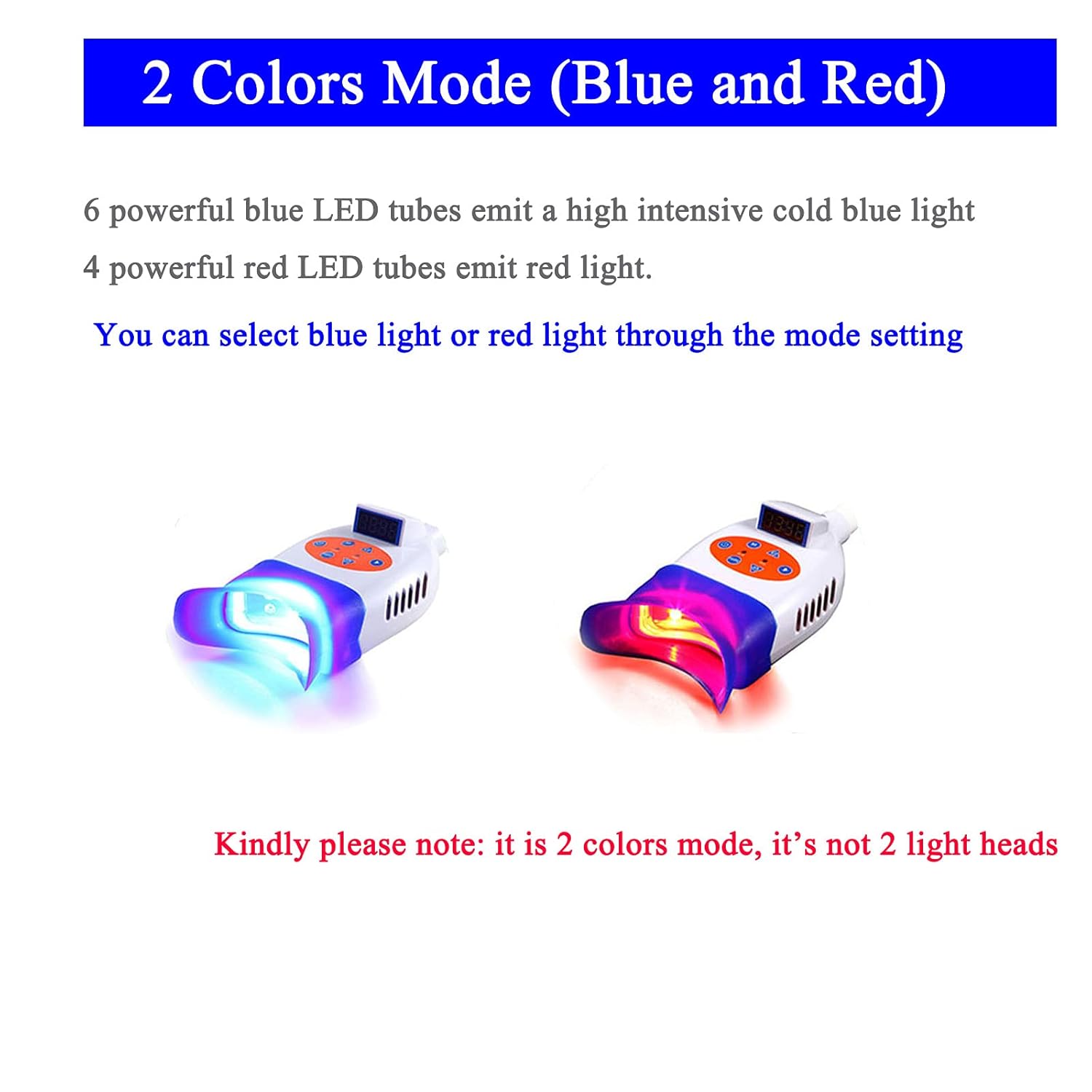 Teeth Whitening Light, 36W 10 LED Blue Cold Light Dental Teeth Whitening Lamp Teeth Whitening Bleaching Machine Blue & Red 2 Colors Oral Care Teeth Whitening System : Beauty & Personal Care
