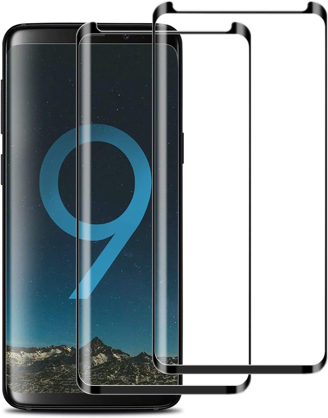 [2-Pack] Keklle Galaxy S9 Screen Protector, Case Friendly,Anti-Bubble,Anti-Scratch,9H Hardness 3D Curved Tempered Glass Film Comfortable for Samsung S9
