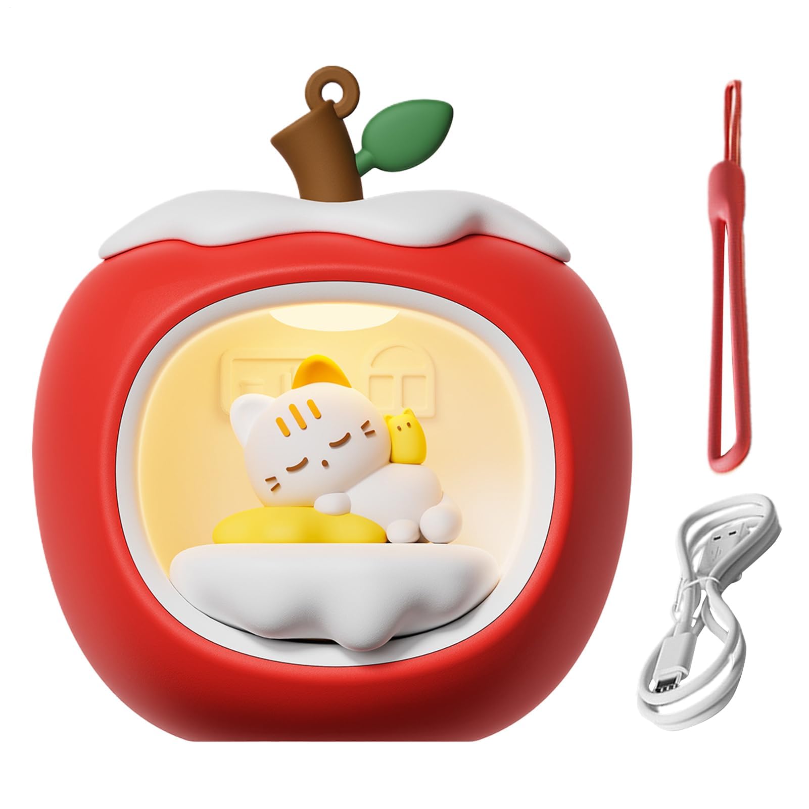Lampada da scrivania 3D a forma di casa della frutta, luce notturna a LED ricaricabile, ornamento natalizio per asilo, parete, dormitorio, comodino, con cordino incluso