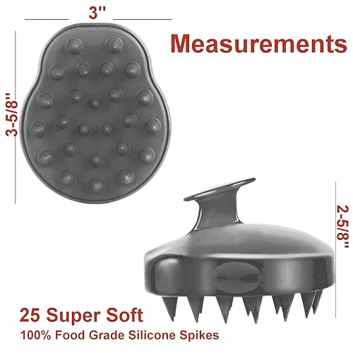 Miniatura 2 de Cepillo de champú para el cuero cabelludo para el cuidado de la caspa, relajante cerdas de silicona suaves y flexibles, húmedas, secas, rizadas,