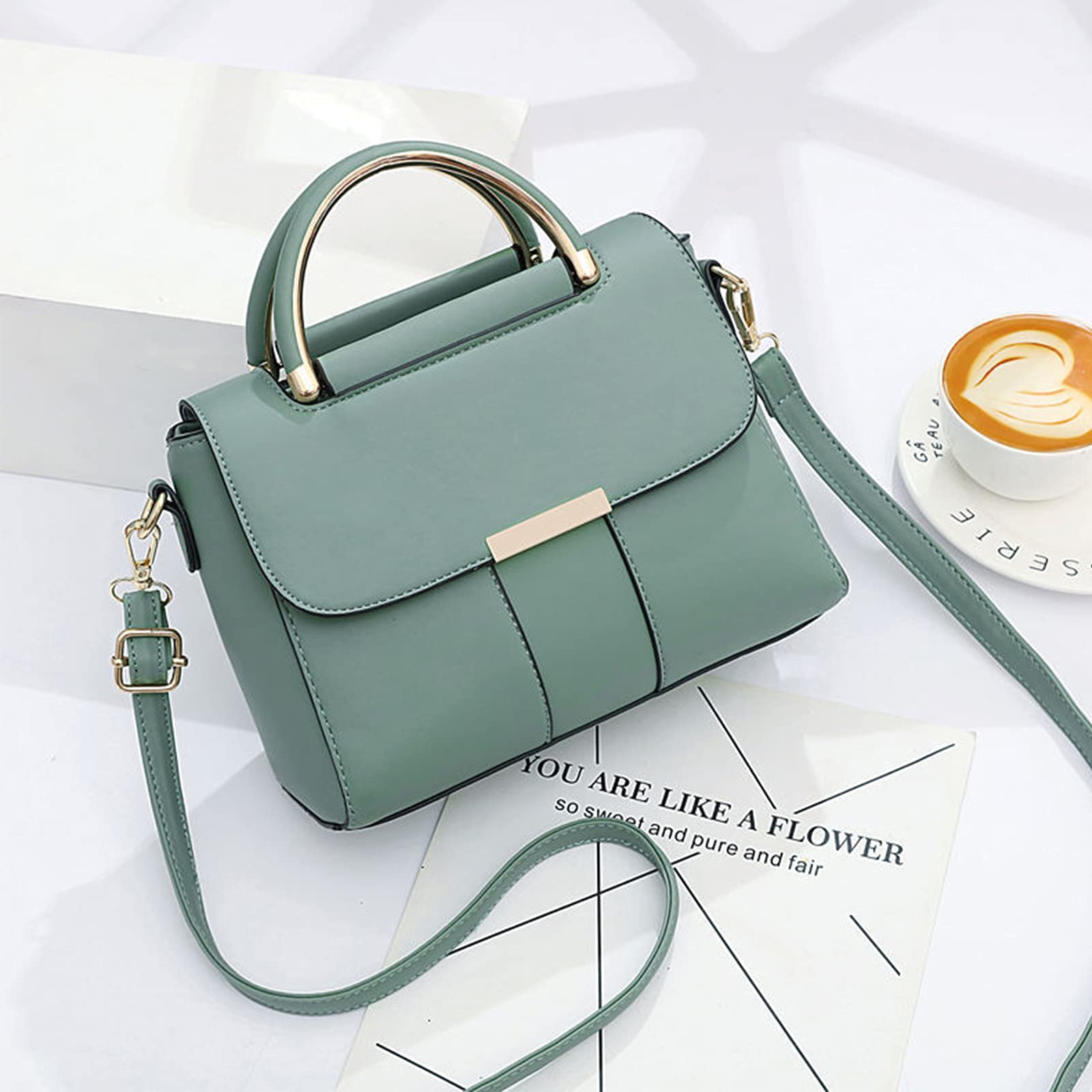 NICOLE & DORIS Borsa a Tracolla Piccola Borse da Donna Borsa Mano in pelle PU Borsa a Spalla Elegante Borsetta Firmate Satchel Tracolla Regolabile e Rimovibile verde