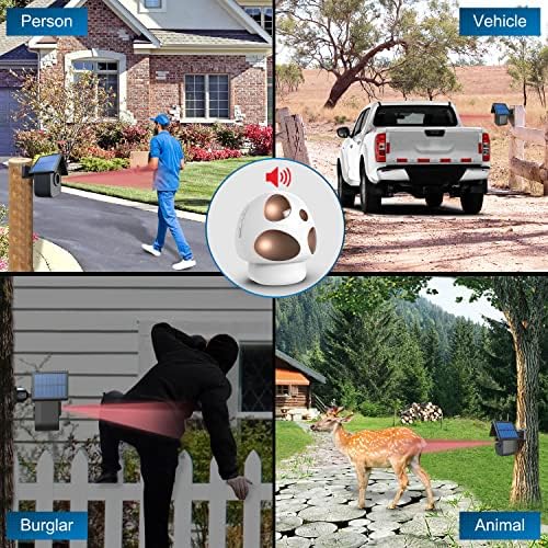 HTZSAFE Driveway Alarm- Driveway Alarms Wireless Outside Weatherproof Solar Motion Sensor&Detector- 1/2 Mile Long Range Driveway Alarm System- 1 Receiver + 2 Sensors - 1
