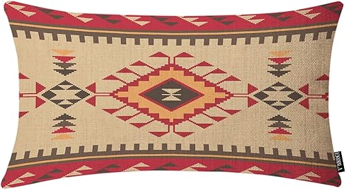 EKOBLA Fundas de almohada oblongas con patrón étnico vintage, estampado tribal, azteca americana, bohemio, geométrica, decorativas, para el hogar,